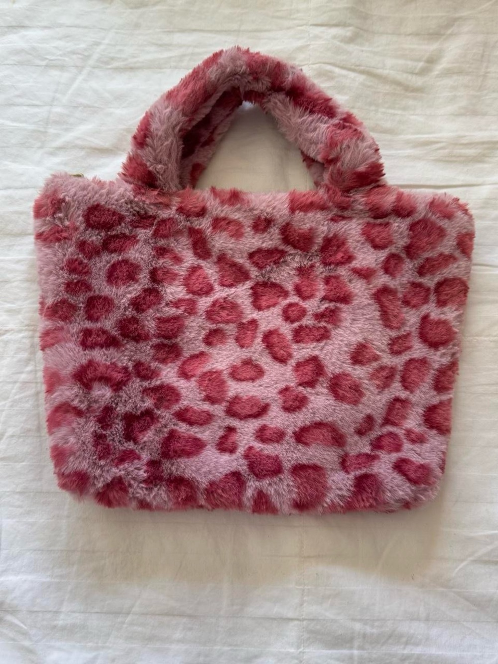 Plush Pink Leopard-Print Tote Bag 2000’s Vintage Y2K Style Purse